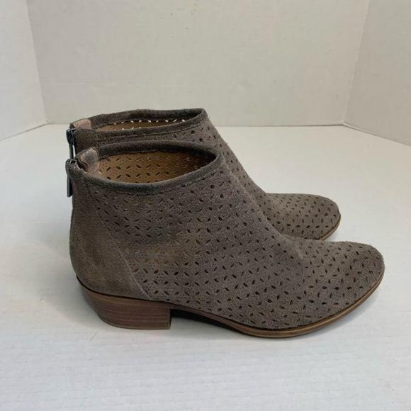 Lucky Brand Bergyn Taupe Suede Perforated Booties - Picture 4 of 14